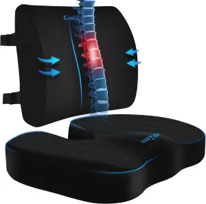CushZone Ergonomic Seat Cushion & Lumbar Support Pillow